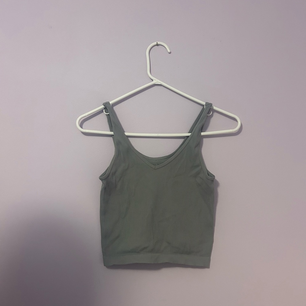 Green Ribbed Tank Top